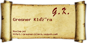 Gresner Klára névjegykártya